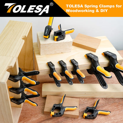 TOLESA Heavy Duty Spring Clamps 7 Inch 4 Pcs Large Wood Clamps with 30Lbs Powerful Clamping Force Deep Throat Nylon Clamps for Woodworking Photography Backdrop Household Use Cover Holding Wood Gluing