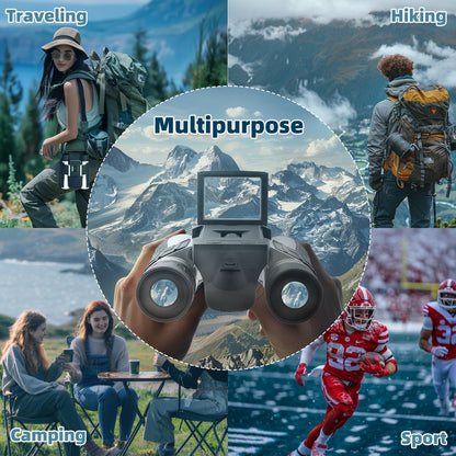 12x32 Binoculars for Adults, Digital Binoculars with Camera 5MP Photo Full HD Video 2" LCD Display Screen with 32GB Micro SD Card for Bird Watching Hunting Football Concerts Theatre (Silver)