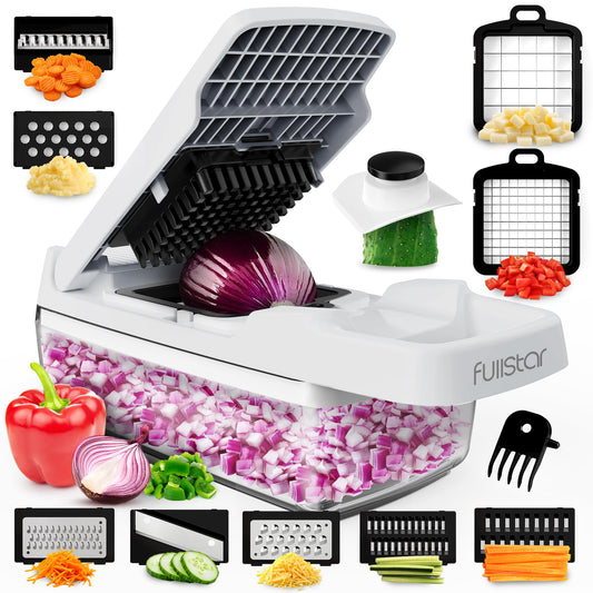 Fullstar Vegetable Chopper & Mandoline Slicer for Kitchen - Food Chopper with Container, Cheese Grater, Home Essentials & Kitchen Gadgets (Lite - 9 in 1)