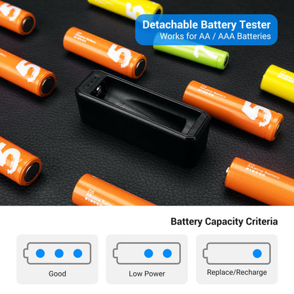 AA AAA Battery Storage Case Holder with Battery Tester, Battery Organizer Container for 8 Double A & 2 Triple A Battery, Compact and Water-Resistant