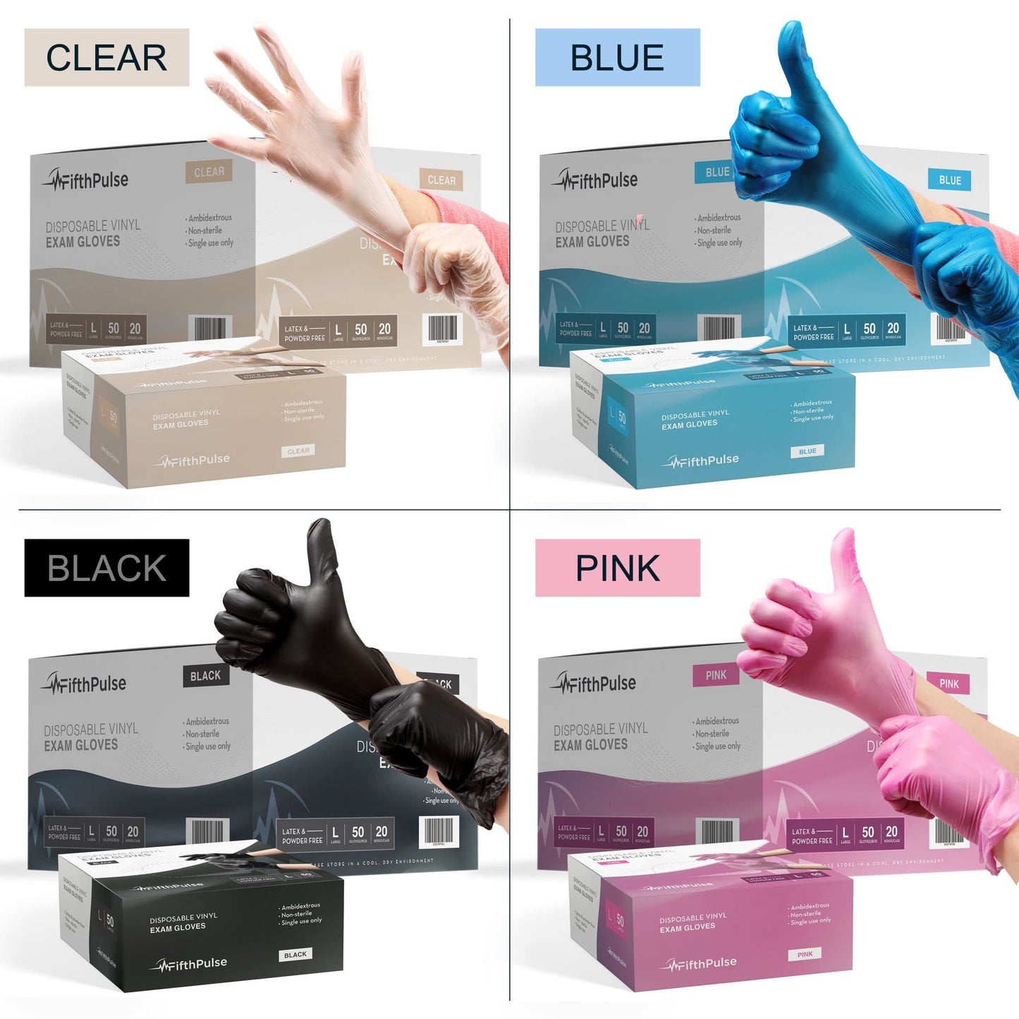 FifthPulse Pink Vinyl Disposable Gloves Medium 50 Pack - Latex Free,Powder Free Medical Exam Gloves - Surgical,Home,Cleaning,and Food Gloves - 3 Mil Thickness,Medium