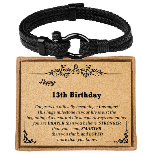 Sereney 13 Year Old Boy Birthday Gifts Ideas Adjustable Leather Bracelet as 13th Birthday Gifts for 13 Year Old Boy 13 Birthday Decorations for Boys Men Male Son Grandson Nephew Friend