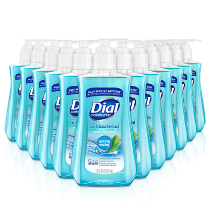 Dial Antibacterial Liquid Hand Soap Spring Water 7.5oz, Blue, 12 Count