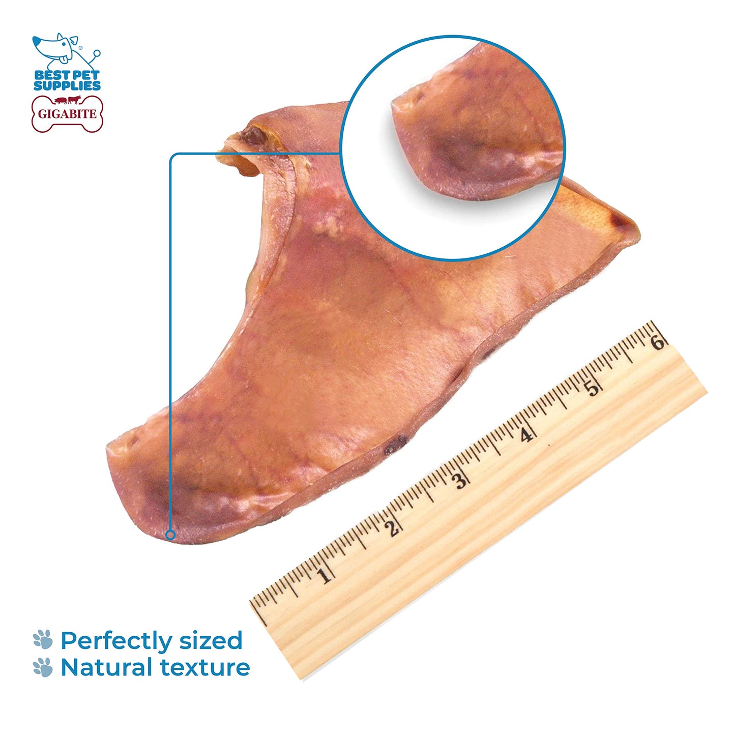 Best Pet Supplies GigaBite Roasted Pig Ears for Dogs - Natural Dog Chews, Roasted Pigs Ears, Safe for Puppies and Aggressive Chewers, Cleans Teeth and Gums - Pack of 25