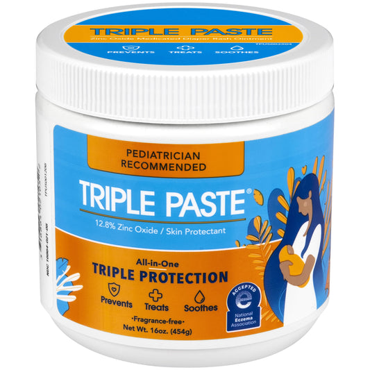Triple Paste Diaper Rash Cream for Baby - 16 Oz Tub - Zinc Oxide Ointment Treats, Soothes and Prevents Diaper Rash - Pediatrician-Recommended Hypoallergenic Formula with Soothing Botanicals