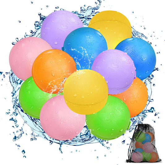SOPPYCID Reusable Water Balloons Magnetic: Water Balloons for Kids Adult - Summer Outdoor Pool Beach Toys - 12 Pack Soft Water Bombs - Quick Fill Self Sealing Water Balls