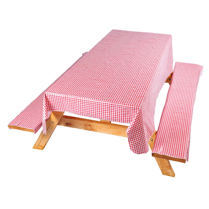Coghlan's Picnic Tablecloth and Bench Cover Set – Fitted Elastic Tablecloth with Polyethylene Coating for Outdoor Camping, Picnics, and Tailgating – Waterproof, Checkered Design, Includes Storage Bag