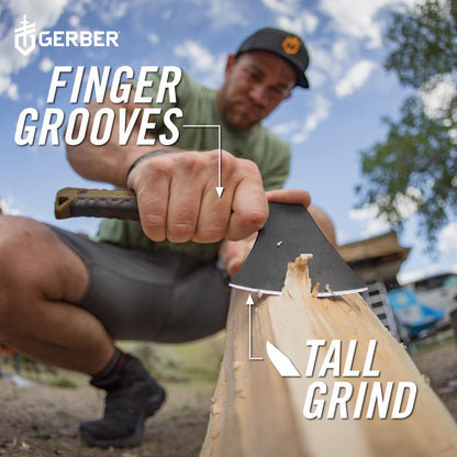 Gerber Gear Pack Hatchet - 3.5" Steel Blade Axe with Full Tang - Survival, Bushcraft and Camping Gear - with Mountable Nylon Sheath, Brown