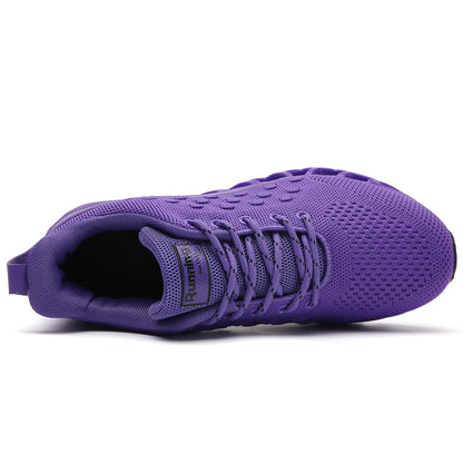Running Sneakers for Womens Sport Shoes Purple Size 9 Lace up Athletic Tennis Walking Shoe Runner Gym Workout Jogging Sneaker
