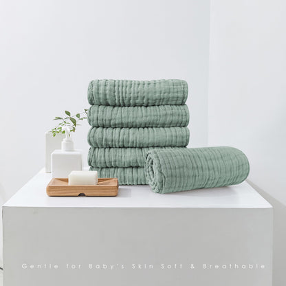 Spotted Play Muslin Burp Cloths 100% Cotton Large 20''x10'' Extra Soft and Absorbent Baby Wash Cloths Spit Up Rags - Baby Burping Cloth for Boys Girls Items(12 Pack Green)