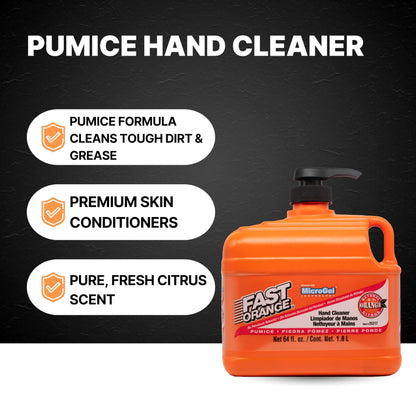 Fast Orange Permatex 25217 Pumice Lotion, Heavy Duty Hand Cleaner, Natural Citrus Scent, Waterless Cleaner For Mechanics, Strong Grease Fighter, 1/2 Gallon, Orange, 64 Fl Oz (Pack of 1)