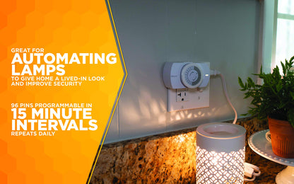 Woods 50103WD Indoor 24-Hour Heavy Duty Mechanical Timer; 1 Grounded Outlet; Standard Body