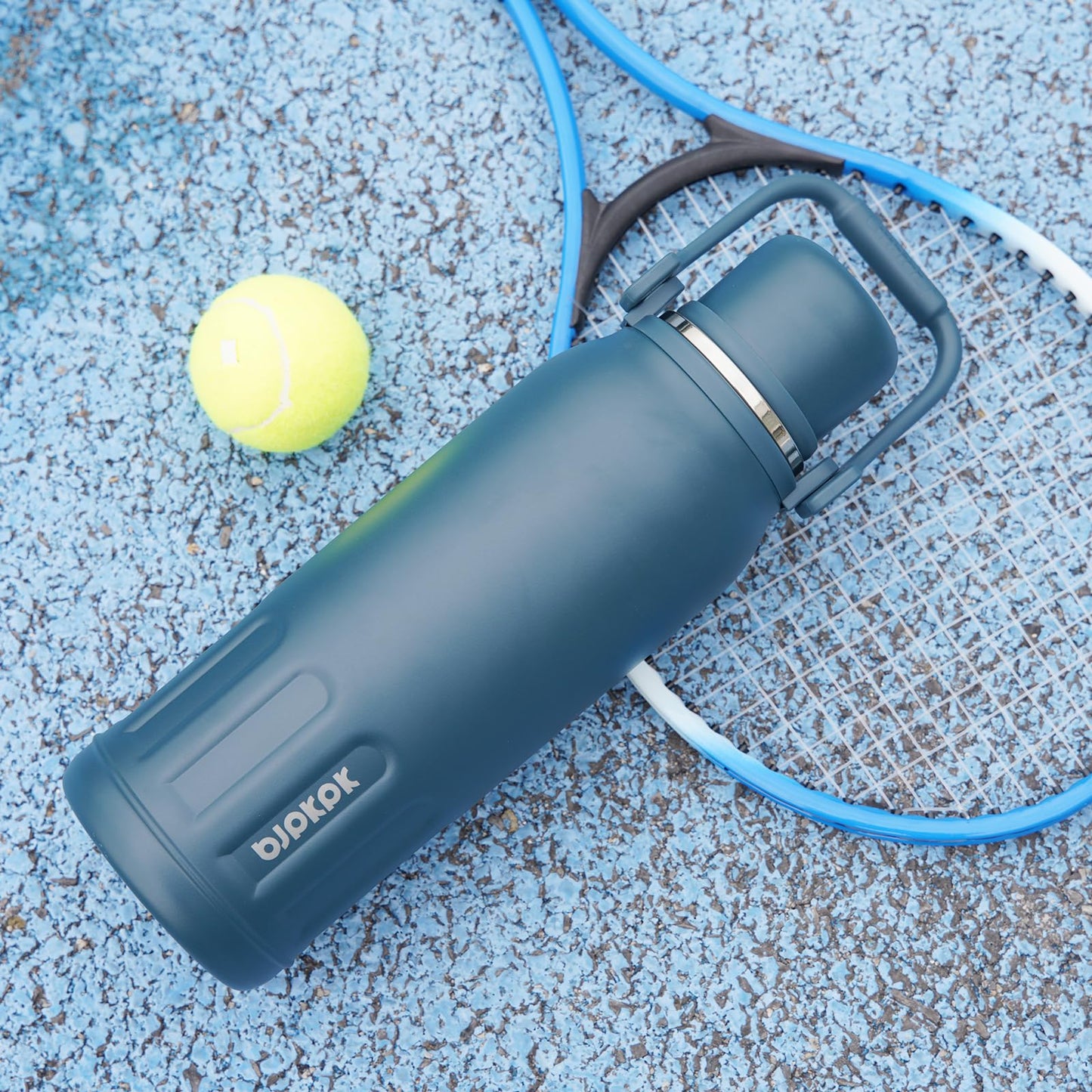 BJPKPK Insulated Thermal Water Bottle Double Wall with Handle and Lid 50oz Stainless Steel Water Bottles for Cold and Hot Beverages,Yellow