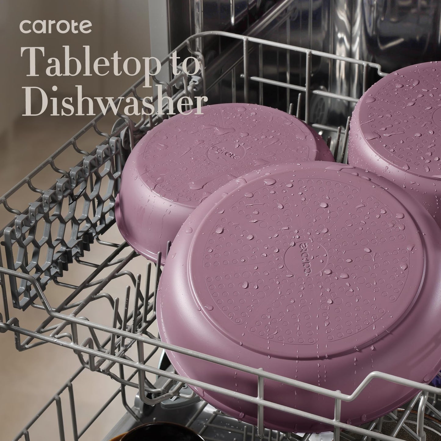 CAROTE 5pcs Pots and Pans Set, Nonstick Cookware Set Detachable Handle, Induction Kitchen Cookware Sets Non Stick with Removable Handle, RV Cookware Set, Gold and Purple