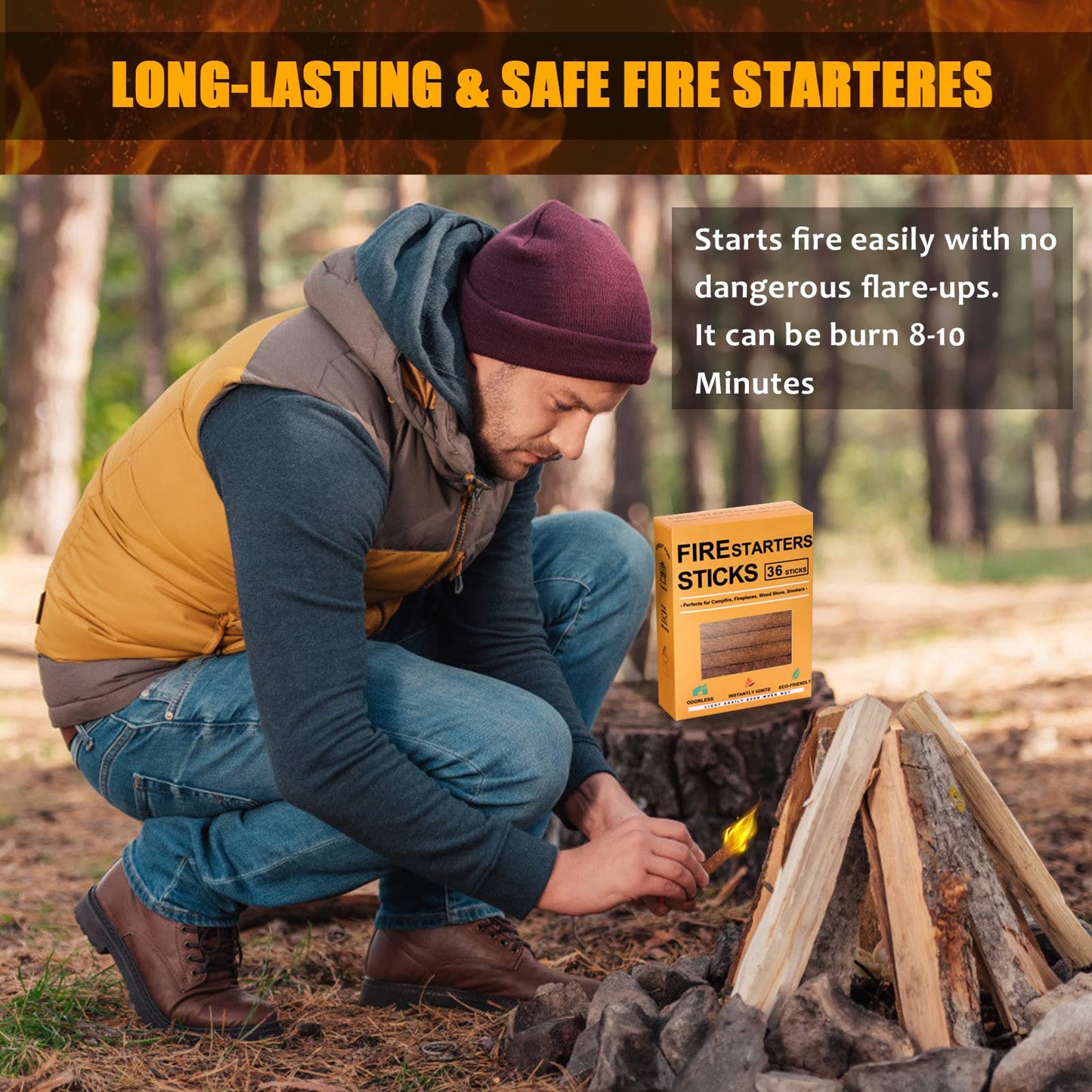 Realcook Natural Fire Starter Cubes: Upgraded 36 Firestarters Kindling