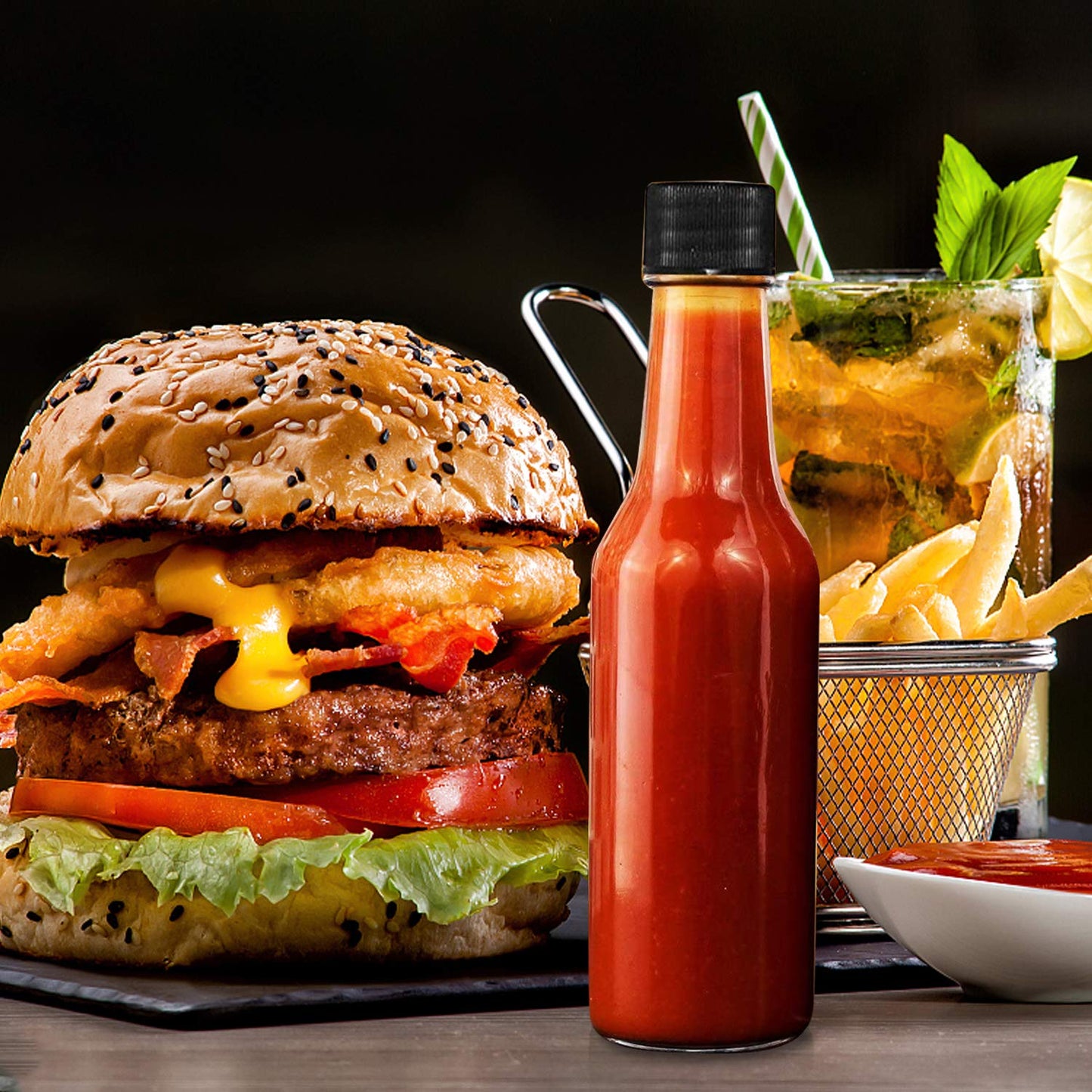 Encheng 35 Pack 5oz Hot Sauce Bottles with Lids,Glass Woozy Bottles with Dripper Inserts and Shrink Capsules,Small Glass Wine Bottle for Homemade Sauces,Oils,Vanilla Extracts,Dressings,Gifting