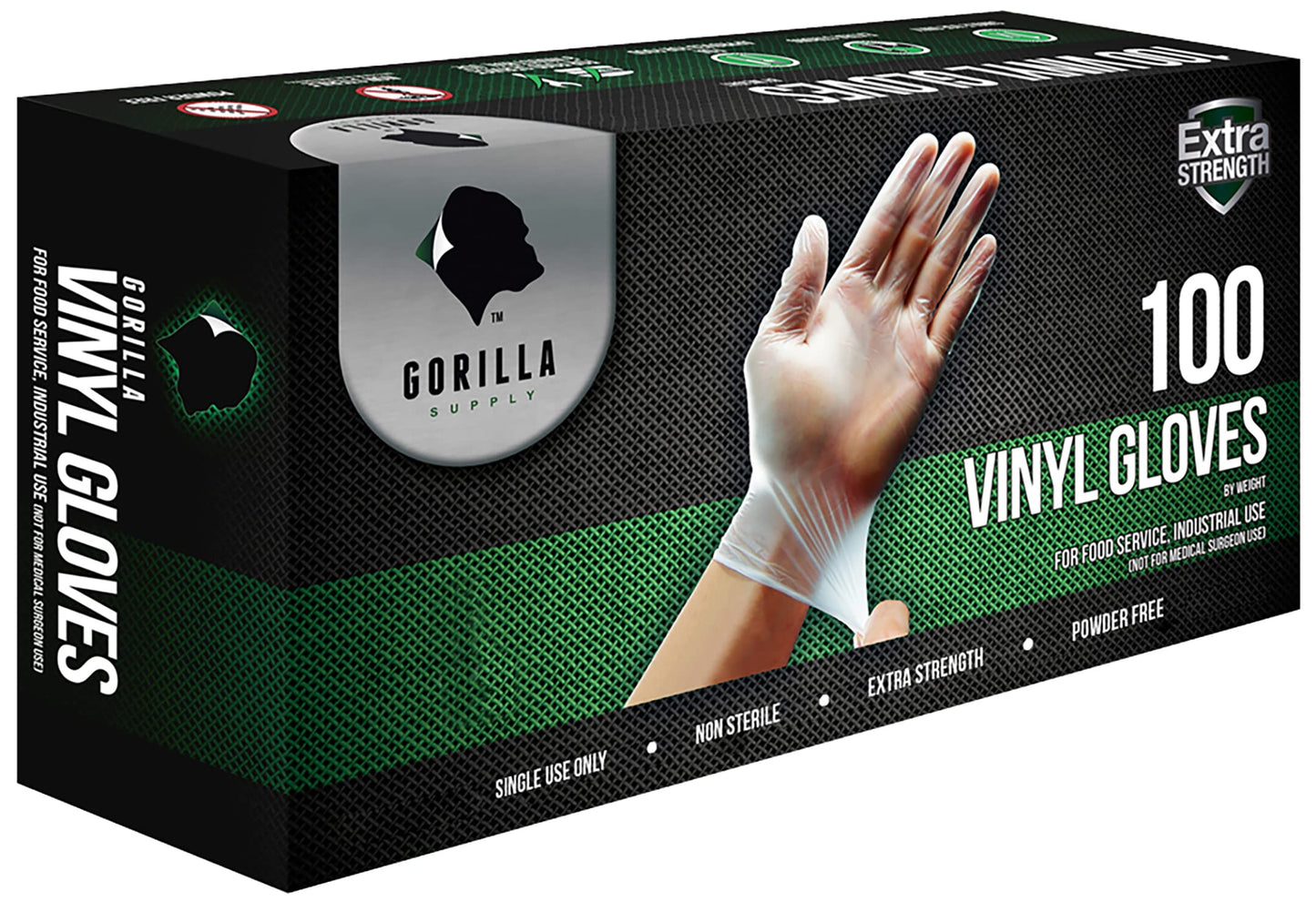 GORILLA SUPPLY Disposable Heavy Duty Vinyl Gloves, Small, 100 Count, White, Unisex