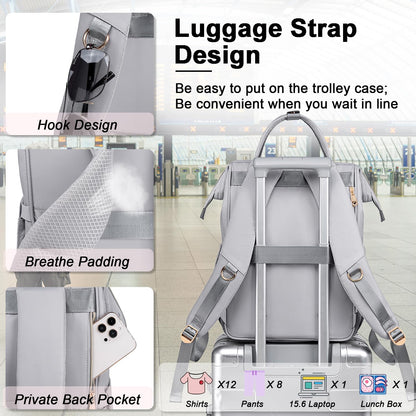 Weitars Lunch Backpack For Women,15.6 Inch Laptop Backpacks For Womens Back pack, Travel Backpacks,Work Backpack For Women (Gray)