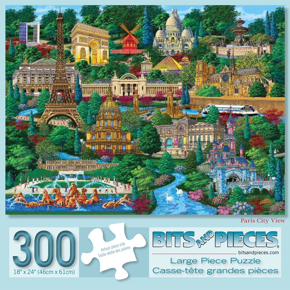 Bits and Pieces – Large 300 Piece Jigsaw Puzzle for Adults – Paris City View - France Jigsaw Puzzle by Artist Joseph Burgess, Completed Puzzle Size: 18" x 24"