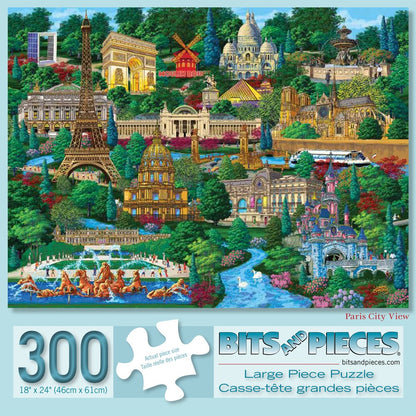 Bits and Pieces – Large 300 Piece Jigsaw Puzzle for Adults – Paris City View - France Jigsaw Puzzle by Artist Joseph Burgess, Completed Puzzle Size: 18" x 24"