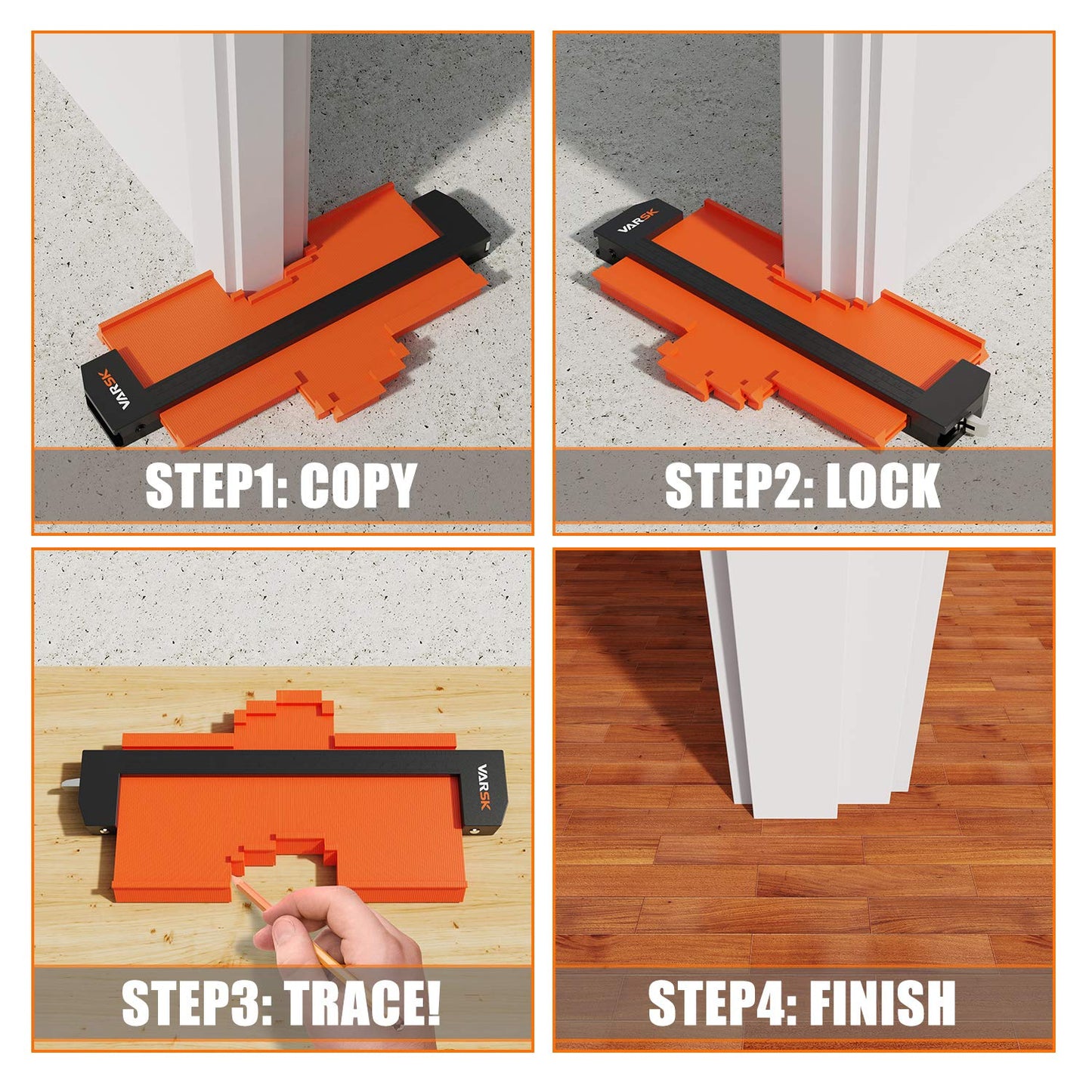 VARSK Contour Gauge Profile Tool with Light 5+10 Inch - Super Duplicator Shape and Outline Tool, Gifts for Men Dad Him, Cool Gadgets for Men DIY Handyman, Home Improvement Measuring Woodworking Tools