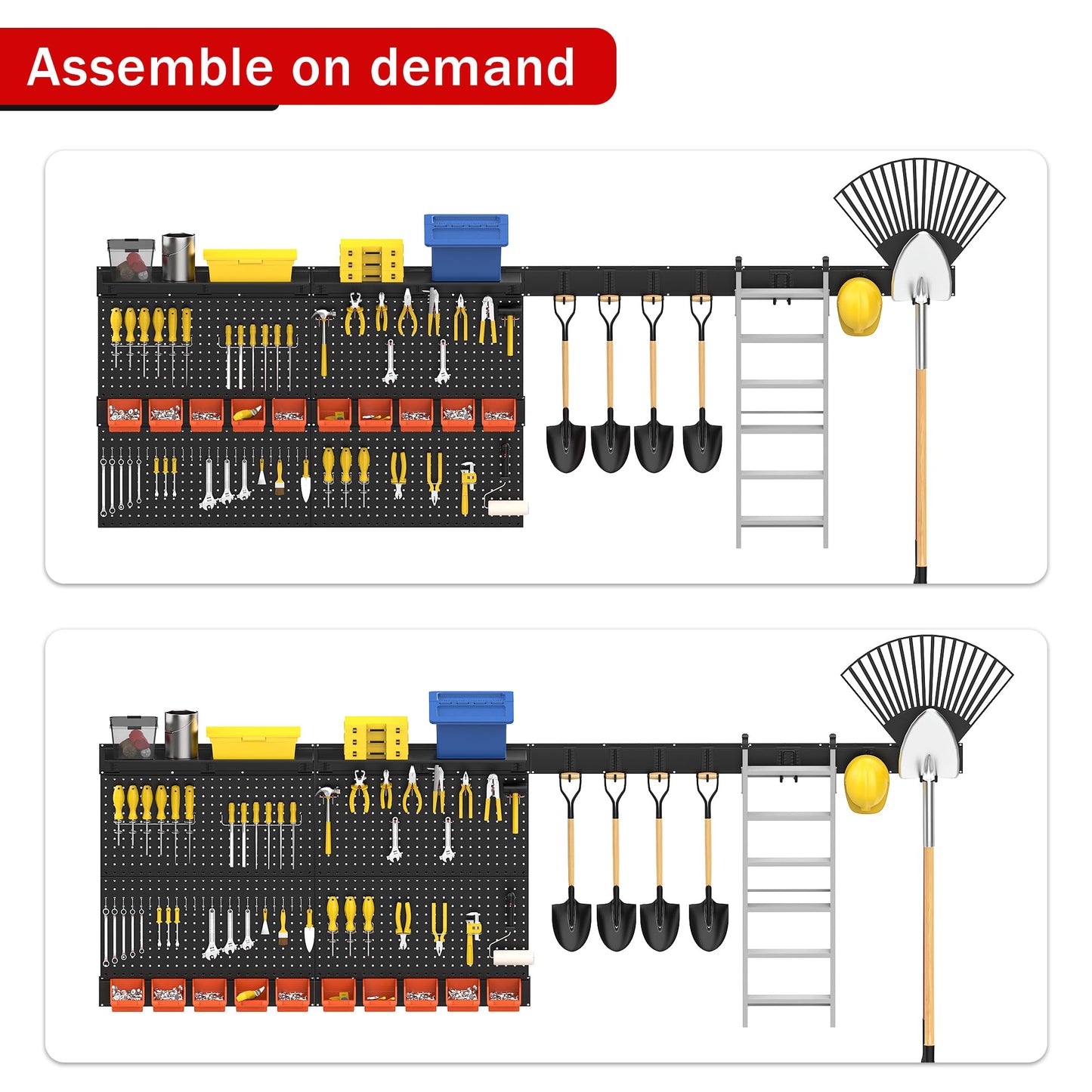 Ultrawall Black Pegboard Wall Organizer, 48X 36 inch for Garage Storage with Hooks, Storage Bins, Tool Panel Organizer, 72pcs