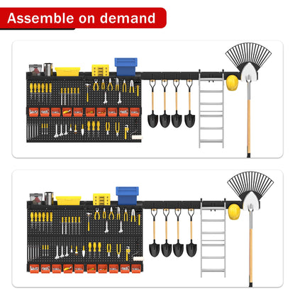 Ultrawall Black Pegboard Wall Organizer, 48X 36 inch for Garage Storage with Hooks, Storage Bins, Tool Panel Organizer, 72pcs