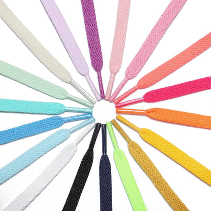 Stepace [2 Pairs Flat Shoe Laces for Sneakers 5/16" Width 30"-72" Length 26 Color Shoelaces Black 45"(114 cm)