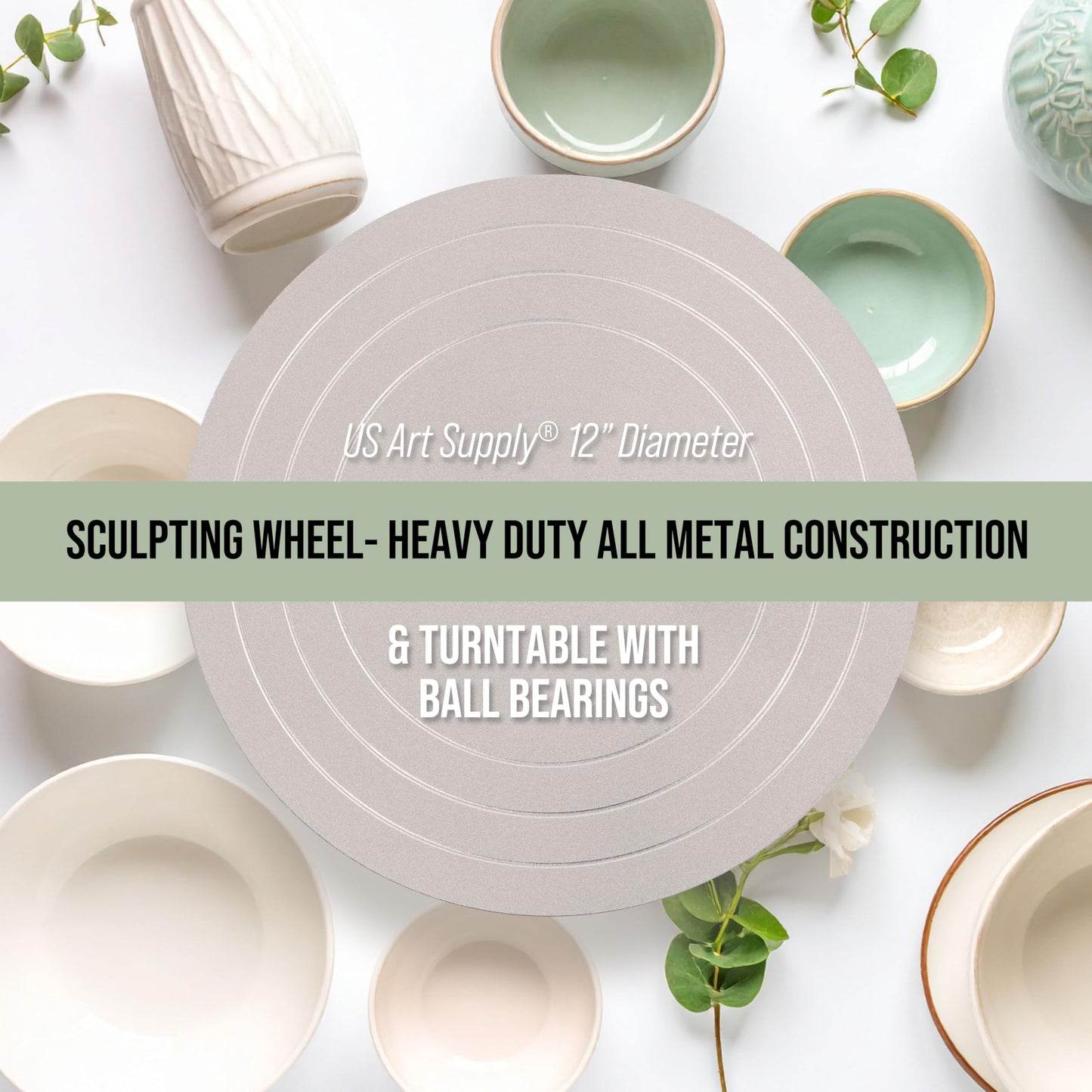 US Art Supply Large 12" Diameter Sculpting Wheel- Heavy Duty All Metal Construction & Turntable with Ball Bearings