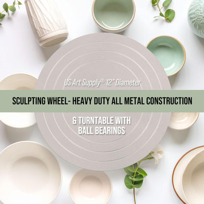 US Art Supply Large 12" Diameter Sculpting Wheel- Heavy Duty All Metal Construction & Turntable with Ball Bearings