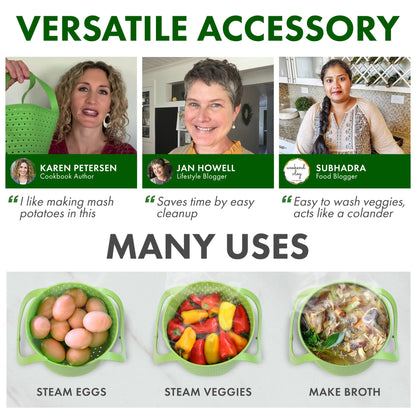 Avokado Silicone Steamer Basket for 3qt Instant Pot [6qt, 8qt avail], Ninja Foodi, Other Pressure Cookers - 100% Food Safe, BPA-Free, Dishwasher Safe Collapsible Vegetable Steamer Basket & Strainer