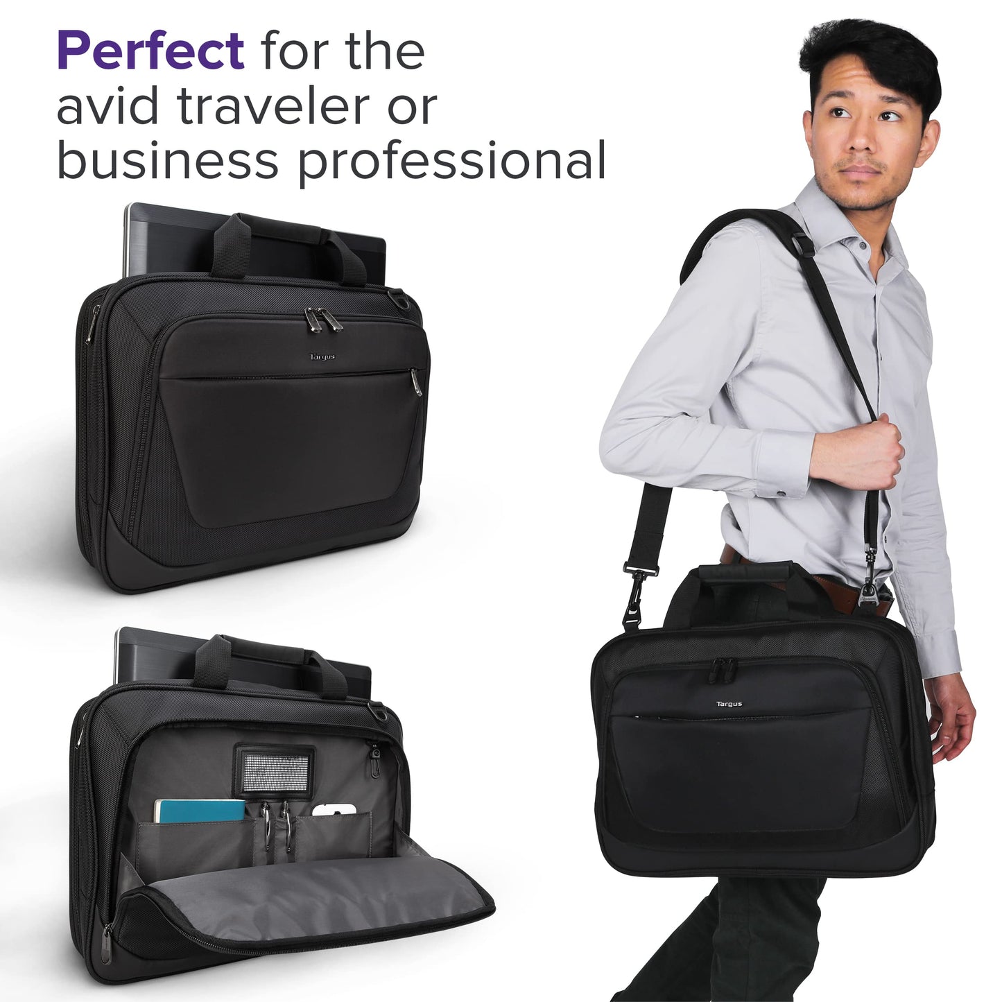 Targus CityLite Laptop Briefcase Shoulder Messenger Bag for 15.6-Inch Laptop, Black (TBT053US)