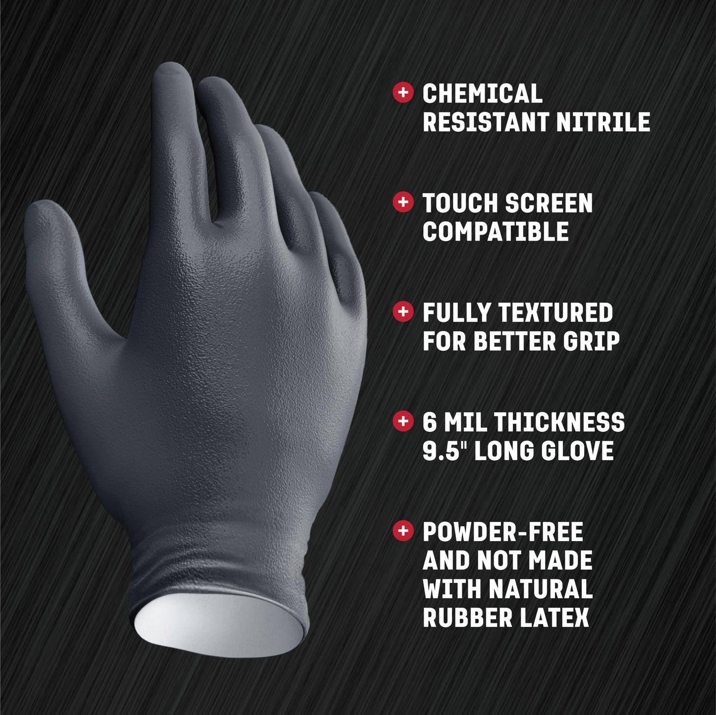 Venom Steel Industrial Nitrile Gloves, Chemical Resistant Disposable Black Gloves, Latex-Free, Powder-Free, Textured Grip, Heavy Duty Two-Layer Protection, 6 mil, One Size Fits Most, 50 Count
