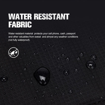 Unisex Money Belt, Slim Passport Holder RFID Blocking Travel Essentials Pouch with Adjustable Strap Small Waist Pouch for Workout Running Travelling Hiking, Black