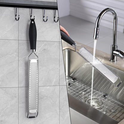 Upgraded Citrus Lemon Zester Grater, Easy Clean Dishwasher Safe, for Ginger Garlic Parmesan Cheese, 304 Stainless Steel Blade, Protect Cover, Baking Supplies, Black