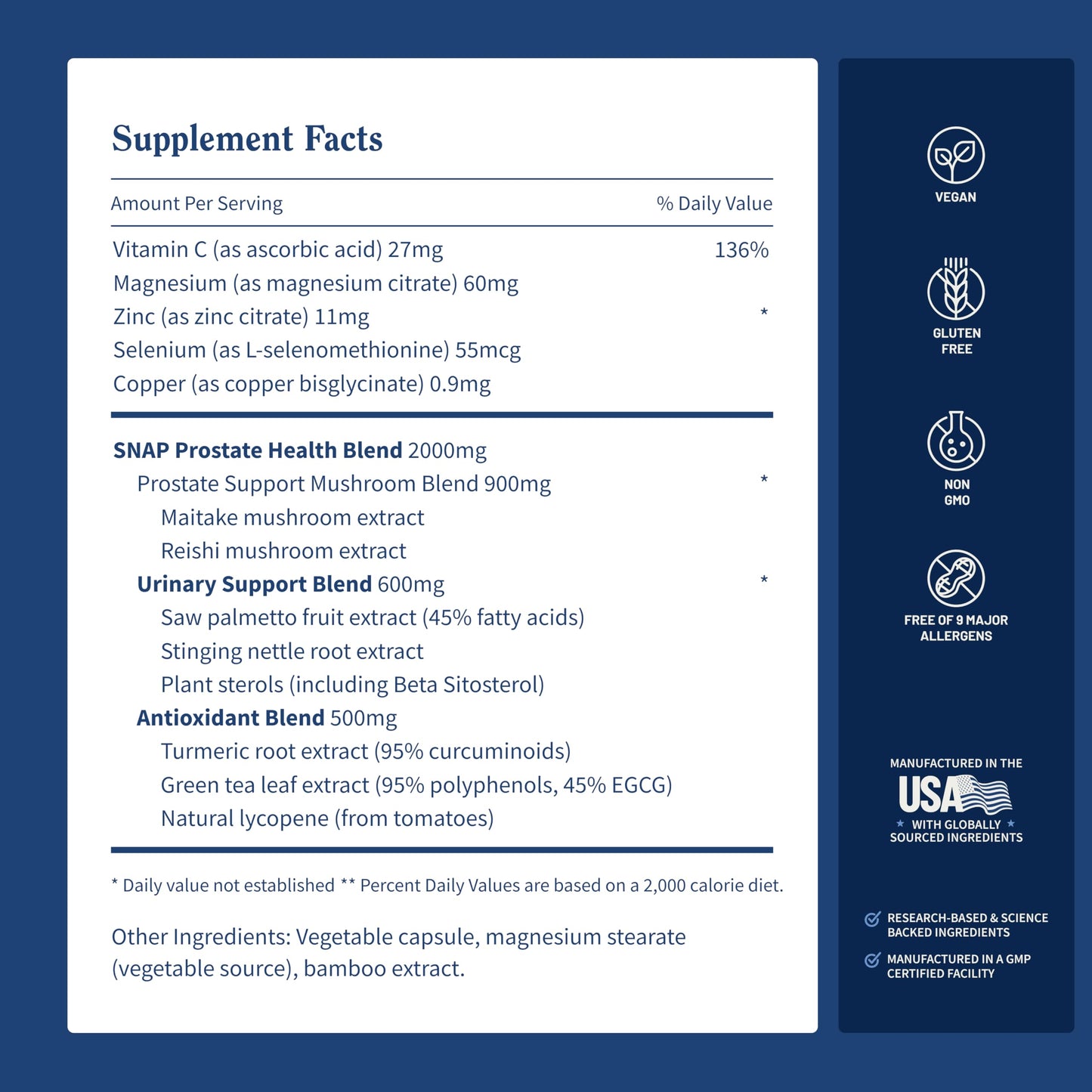 Snap Supplements Prostate Health Support Supplement, Saw Palmetto for Men Plus Stinging Nettle Root, Magnesium Citrate, Zinc and Plant Sterols, Supports Male Urinary Tract Health, 90 Capsules