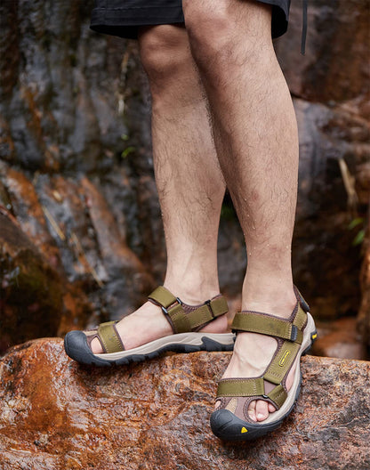 CAMEL CROWN Men's Waterproof Hiking Sandals Closed Toe Water Sandals Athletic Sport Sandals for Summer Outdoor Beach Wading Boat for Hiker Grass Green 11