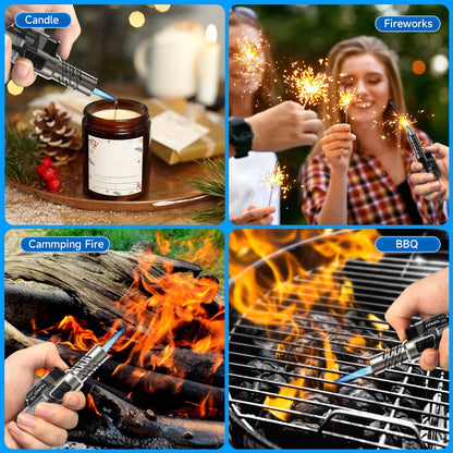 TOPKAY 2 Pack Torch Lighter Jet Flame Butane Lighter Refillable Mini Torch Lighter for Candles Grill BBQ Fireworks Camping (NO PREFILLED)