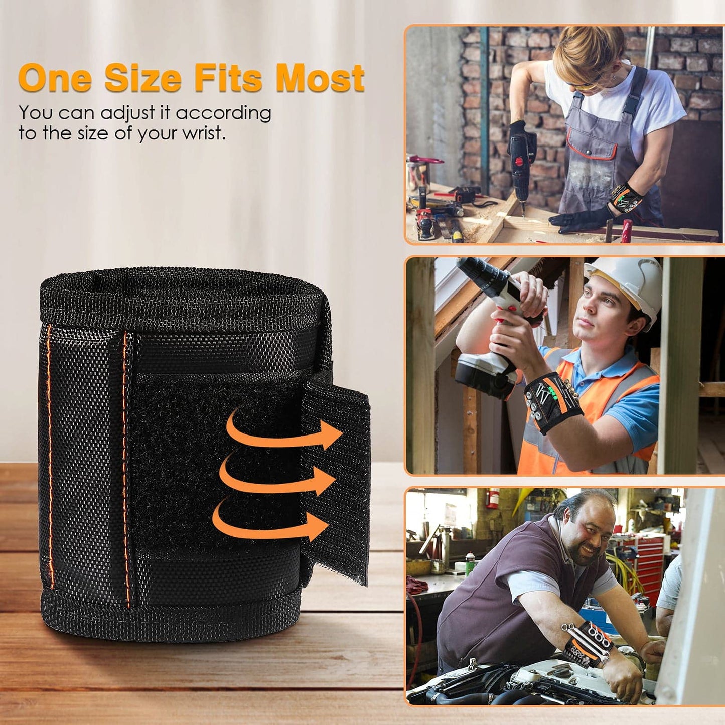 Valentines Day Gifts for Him Boyfriend Husband, Magnetic Wristband for Tools, Cool Gadgets for Men Dad, Tool Belts with 15 Strong Magnets for Holding Screws, Nails, Wrenches, Drill Bits