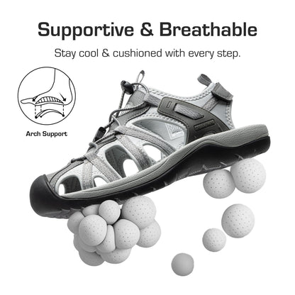 DREAM PAIRS Men's Sandals Hiking Water Sport Athletic Beach Outdoor Comfortable Casual Closed Toe Summer Sandal Shoes,Size 10.5,Light Grey,DMUMST2505