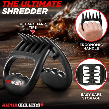 Alpha Grillers Meat Shredder Claws - Grilling Accessories Gifts for Men Dad Him Husband Son Boyfriend Birthday - BBQ Accessories Grill Puller for Cooking Shredding Barbecue Smoker Pulled Pork Chicken