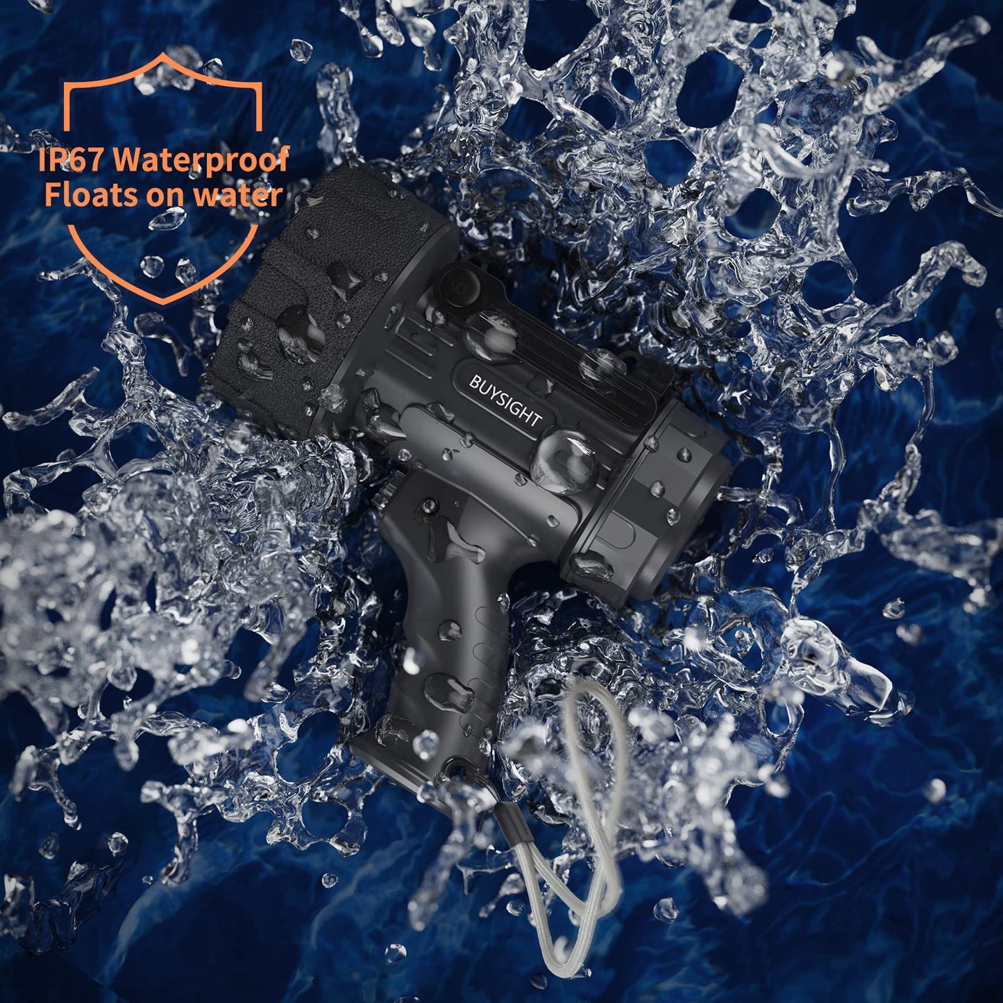 BUYSIGHT Rechargeable Spotlight Flashlight,1000,000 lumens Hand held Spotlight Waterproof Flashlight Hunting Lamp with red Filter (Graphite Black)