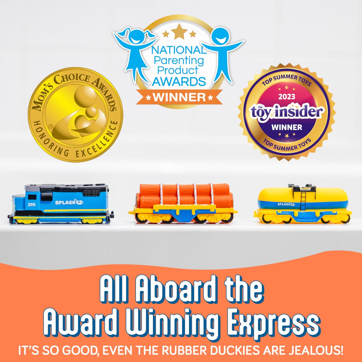 SplashEZ Train Toys for Bath | Mold Free Bath Toys for Kids & Toddlers with No Hole for Water | Train Set Ideal Size for Little Hands | Safe, Durable for Baby Tub Pool Fun for Boys Girls Ages 0 & Up