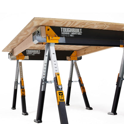 ToughBuilt - Folding Sawhorse - Sturdy, Durable, Lightweight, Heavy-Duty, 100% High Grade Steel - Adjustable up to 4x4 Size Support Arms - 1300 LB Capacity - (TB-C700) - 2 Pack