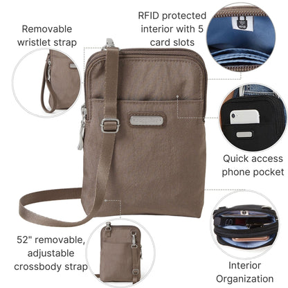 Take Two RFID Bryant Crossbody - 5x7.25" Lightweight Small Phone Wallet Crossbody Bag - Nylon Travel Purse