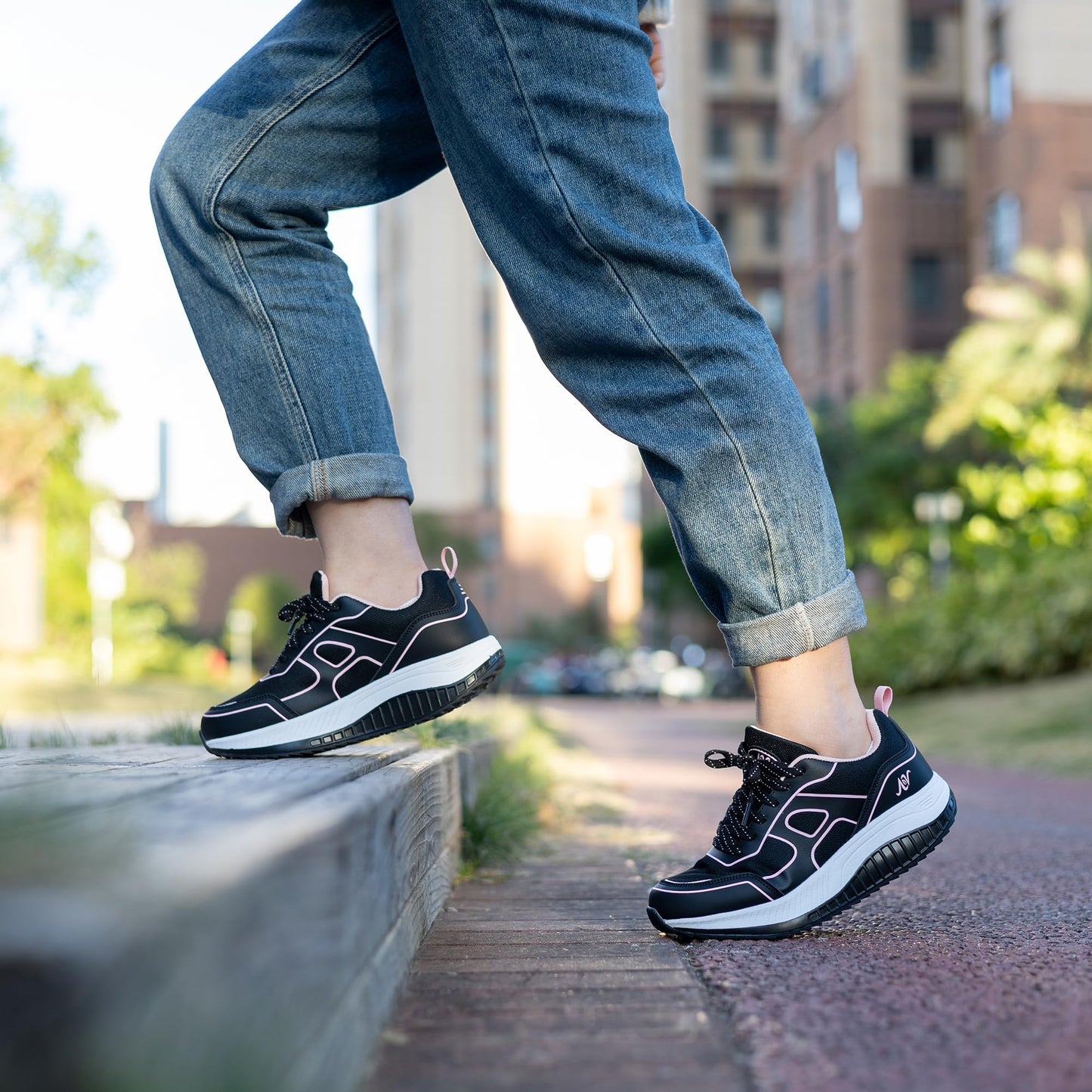 ZF ZEFUHER Women's Walking Shoes with Arch Support Orthotic Plantar Fasciitis Sneakers Tennis Running Shoes BlackRose 9.5