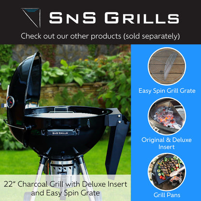SnS Grills Slow ‘N Sear Charcoal Inserts for Low ‘N Slow & High-Heat Cooking - Patented Stainless Steel Accessories for Kettle Grills - Charcoal Basket 18"