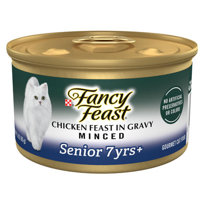 Purina Fancy Feast Senior Wet Cat Food 7 Years Plus Chicken Feast in Gravy Minced - (Pack of 24) 3 oz. Cans