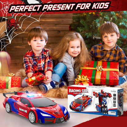 CEGOUFUN Remote Control Car for Boys 4-7, Rc Cars for Boys Age 8-12, One Button Transformation to Robot with Flashing Light 2.4Ghz Transforming Robot Car 1:18 Scale for Kids with 360 Degree Rotation