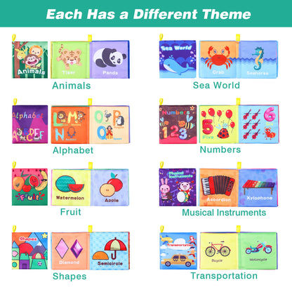 Baby Bath Books, Nontoxic Fabric Soft Baby Cloth Books, Early Education Toys, Waterproof Baby Books for Toddler, Infants Perfect Shower Toy, Kids Bath Toys Birthday Gift (Pack of 8)